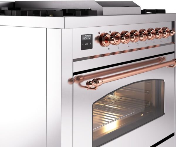 ILVE Nostalgie II 36" Dual Fuel Propane Gas Range in Stainless Steel with Copper Trim, UP36FNMPSSPLP - Image 5