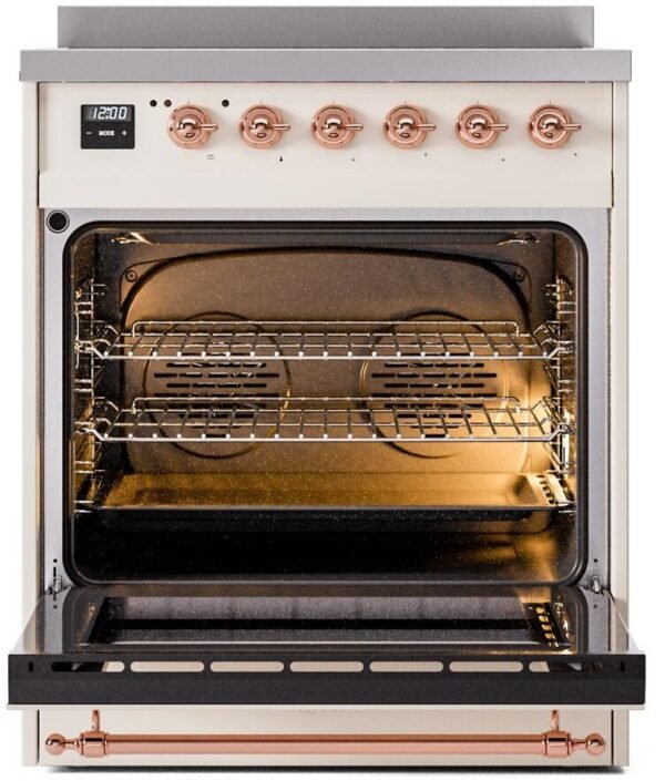 ILVE Nostalgie II 30" Induction Range with Element Stove and Electric Oven in Antique White with Copper Trim, UPI304NMPAWP - Image 2