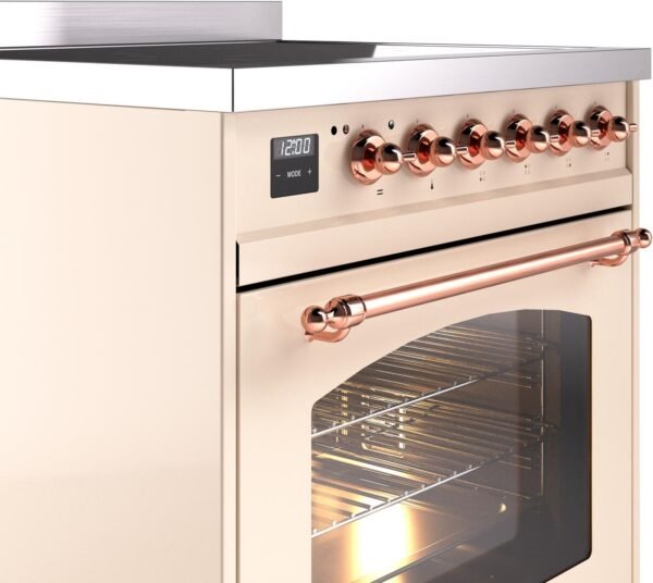 ILVE Nostalgie II 30" Induction Range with Element Stove and Electric Oven in Antique White with Copper Trim, UPI304NMPAWP - Image 5