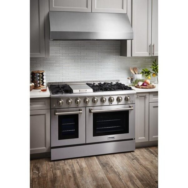 Thor Kitchen 48 in. Natural Gas Burner, Electric Oven 6.7 cu. ft. Range in Stainless Steel, HRD4803U - Image 5