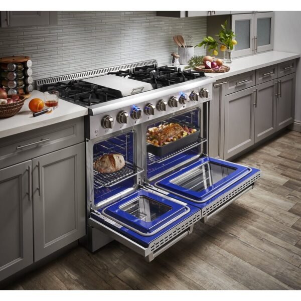 Thor Kitchen 48 in. Natural Gas Burner, Electric Oven 6.7 cu. ft. Range in Stainless Steel, HRD4803U - Image 7