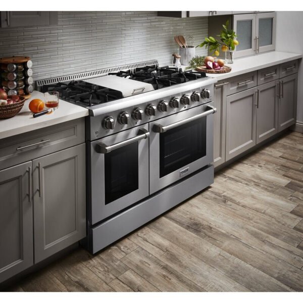 Thor Kitchen 48 in. Natural Gas Burner, Electric Oven 6.7 cu. ft. Range in Stainless Steel, HRD4803U - Image 4