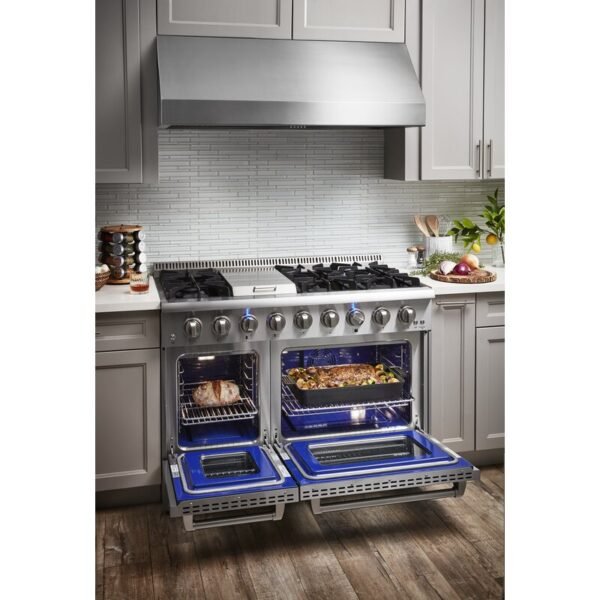 Thor Kitchen 48 in. Natural Gas Burner, Electric Oven 6.7 cu. ft. Range in Stainless Steel, HRD4803U - Image 6