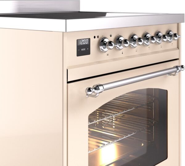 ILVE Nostalgie II 30" Induction Range with Element Stove and Electric Oven in Antique White with Chrome Trim, UPI304NMPAWC - Image 5