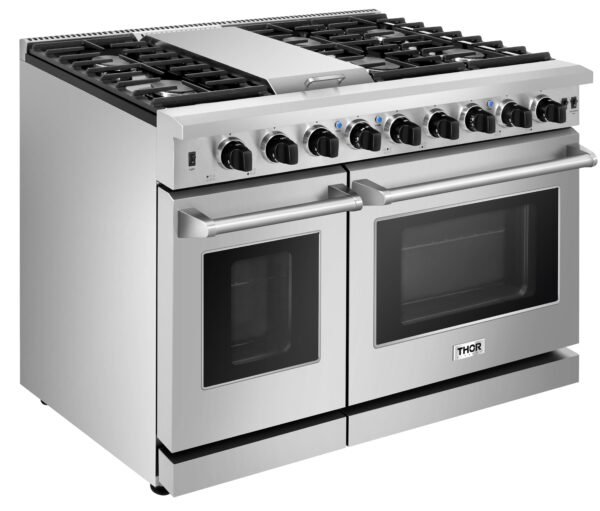 Thor Kitchen 48 in. 6.8 cu. ft. Double Oven Natural Gas Range in Stainless Steel, LRG4807U - Image 3