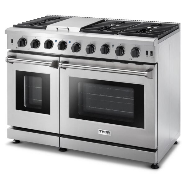 Thor Kitchen 48 in. 6.8 cu. ft. Double Oven Natural Gas Range in Stainless Steel, LRG4807U - Image 4