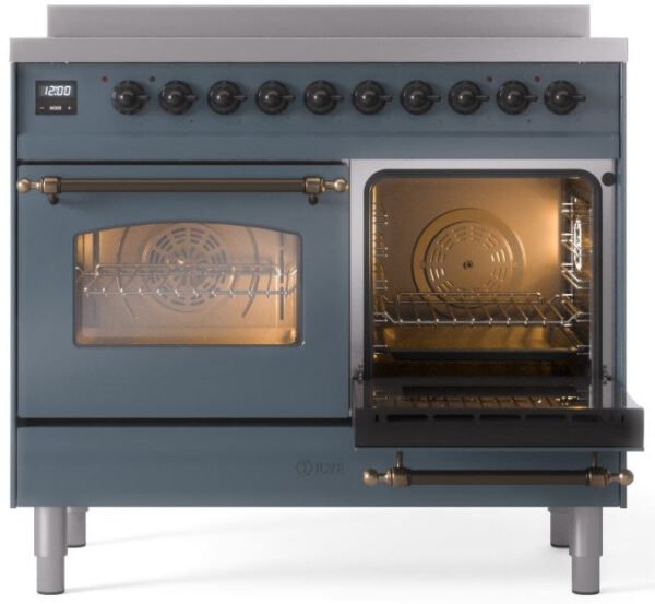 ILVE Nostalgie II 40" Induction Range with Element Stove and Electric Oven in Blue Grey with Bronze Trim, UPDI406NMPBGB - Image 5