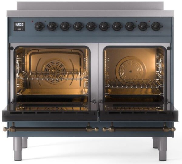 ILVE Nostalgie II 40" Induction Range with Element Stove and Electric Oven in Blue Grey with Bronze Trim, UPDI406NMPBGB - Image 2