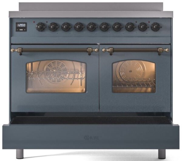 ILVE Nostalgie II 40" Induction Range with Element Stove and Electric Oven in Blue Grey with Bronze Trim, UPDI406NMPBGB - Image 6