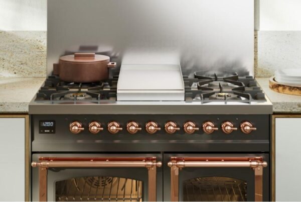 ILVE Nostalgie II 40" Dual Fuel Natural Gas Range in Blue Grey with Copper Trim, UPD40FNMPBGP - Image 9