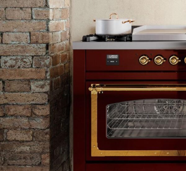 ILVE Nostalgie II 40" Dual Fuel Natural Gas Range in Blue Grey with Brass Trim, UPD40FNMPBGG - Image 11