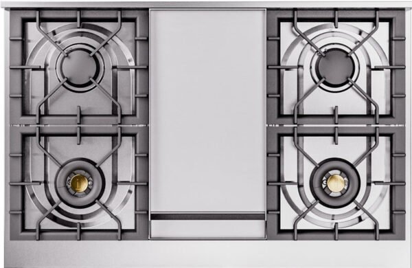 ILVE Nostalgie II 40" Dual Fuel Natural Gas Range in Blue Grey with Bronze Trim, UPD40FNMPBGB - Image 9