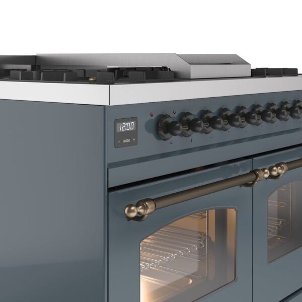 ILVE Nostalgie II 40" Dual Fuel Natural Gas Range in Blue Grey with Bronze Trim, UPD40FNMPBGB - Image 7