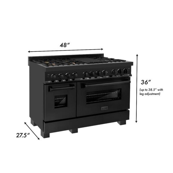 ZLINE 48 in. Professional Gas Burner, Electric Oven Range in Black Stainless with Brass Burners, RAB-BR-48 - Image 15