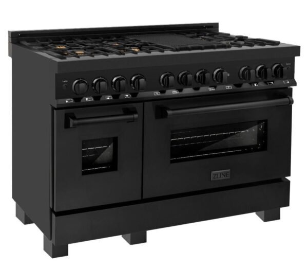 ZLINE 48 in. Professional Gas Burner, Electric Oven Range in Black Stainless with Brass Burners, RAB-BR-48 - Image 7