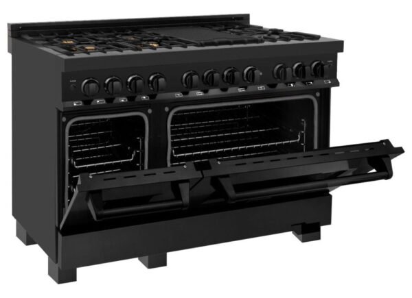 ZLINE 48 in. Professional Gas Burner, Electric Oven Range in Black Stainless with Brass Burners, RAB-BR-48 - Image 6